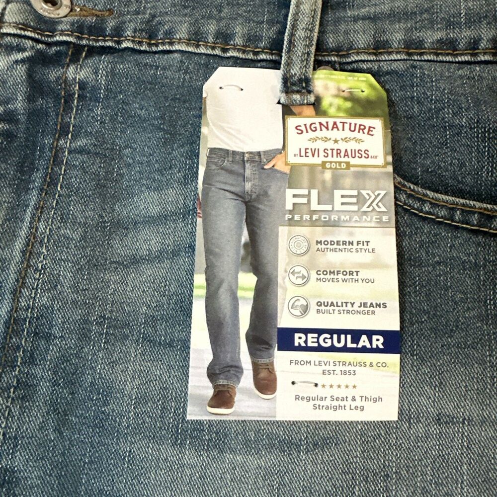 Signature Levi Strauss Gold Flex Performance Jeans Men’s 42X30 Reg Straight Leg - Picture 4 of 16
